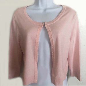 New York & Co Shrug Beaded Trim 3/4 Sleeve Cardigan